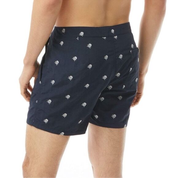 John Varvatos USA Malibu Skull Print Swim Trunks Shorts - Picture 8 of 8